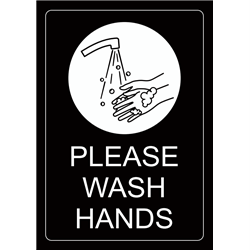 Sign Please Wash Hands A3 White On Black